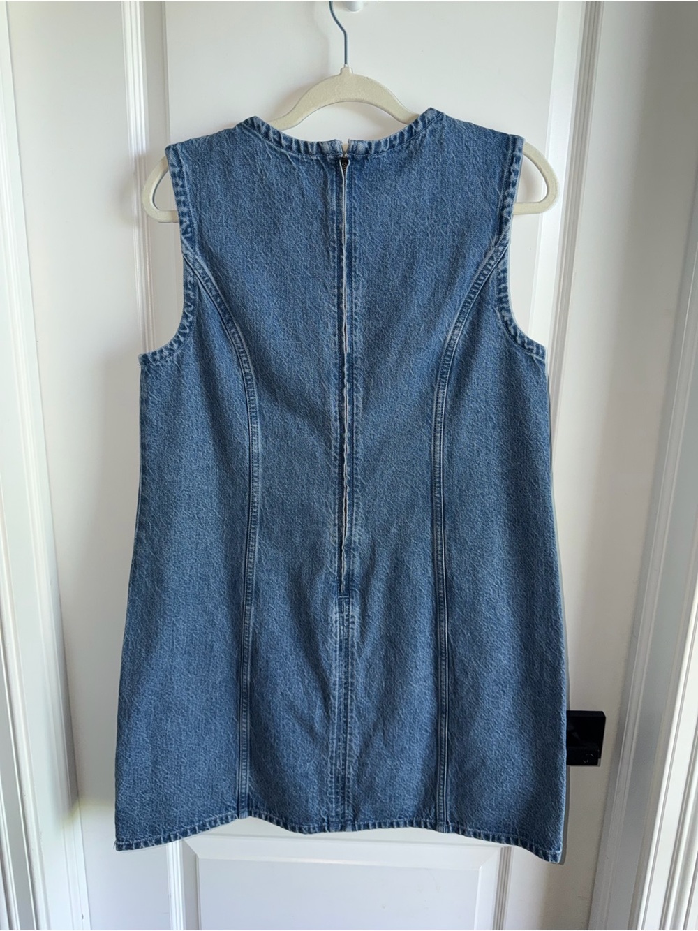 Abercrombie & Fitch Denim Shift Dress Size Large Sleeveless A-Line Jean Dress - Picture 5 of 5